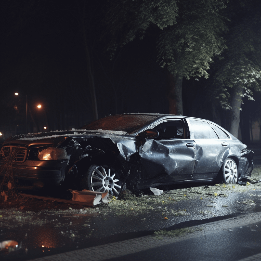 Car crash at night